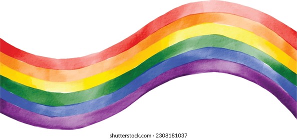 Rainbow  flag watercolor brush background.LGBT  Pride month texture concept. Vector illustration