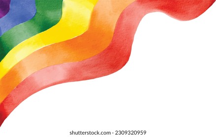 Rainbow  flag watercolor brush isolate on white background.LGBT  Pride month texture concept. Vector illustration