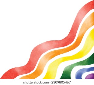 Rainbow  flag watercolor brush isolate on white background.LGBT  Pride month texture concept. Vector illustration