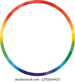 Rainbow flag watercolor brush paint in circle shape.LGBT  Pride month watercolor texture concept. 