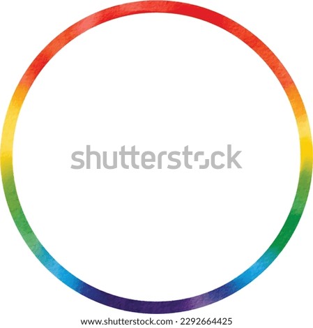 Rainbow flag watercolor brush paint in circle shape.LGBT  Pride month watercolor texture concept. 