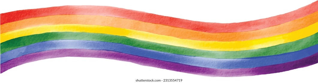 Rainbow flag watercolor painting isolate on white background. LGBT  Pride month concept. Vector illustration