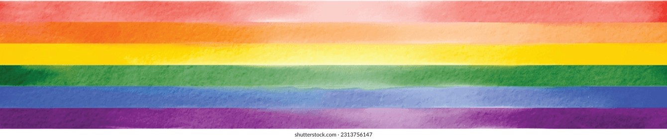 Rainbow flag watercolor painting isolate on white background. LGBT  Pride month concept. Vector illustration