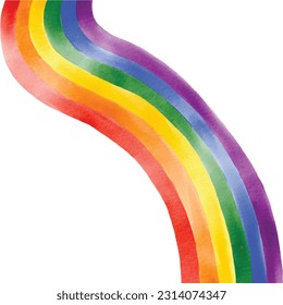 Rainbow flag watercolor painting isolate on white background. LGBT  Pride month concept. Vector illustration