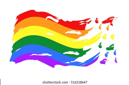 Rainbow flag waving , LGBT pride concept , isolated on white background vector