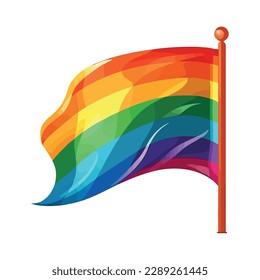 Rainbow flag waving, symbol of LGBTQ community icon isolated