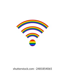 Regenbogen-Flagge WiFi-Symbol. Vektorillustration isoliert auf weißem Hintergrund