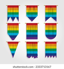 Rainbow flags in different shapes