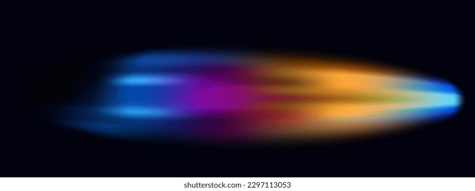 Rainbow flash, reflection beam, flare of light. Colorful fire, iridescent ray, spectrum of multi-colored glare rays, lens, prism. Blinding flash, space comet, rainbow glow. Magic light. Vector. 