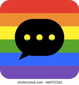 Rainbow flat app icon for LGBT organizations. Message. Colorful vector illustration.