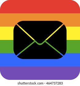 Rainbow flat app icon for LGBT organizations. Message. Colorful vector illustration.