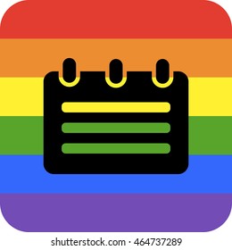 Rainbow flat app icon for LGBT organizations. Calendar. Colorful vector illustration.