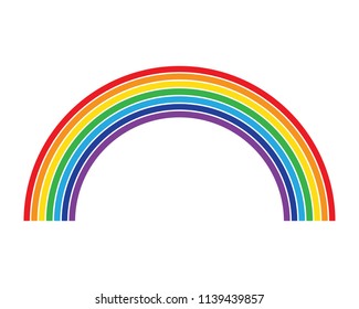 Rainbow flat color lines isolated on white background design element. Vector illustration