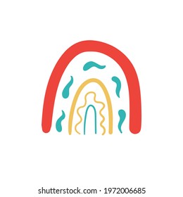 Rainbow flat design isolated on white background. Cute hand-drawn design element