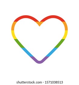 Rainbow flat heart isolated on white background. LGBT symbol, logo. LGBT concept for poster with copy space