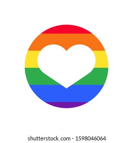 Rainbow flat heart isolated on white background. LGBT symbol, logo. LGBT concept for poster with copy space