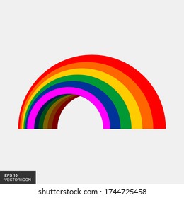 Rainbow flat icon design style illustration on white background.