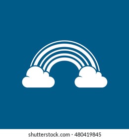 Rainbow Flat Icon On Blue Background