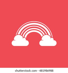Rainbow  Flat Icon On Red Background
