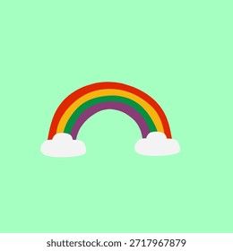 Arco-íris em estilo plano para o tema de sorte do Dia de São Patrício. Perfeito para cartazes de férias, decorações festivas, desenhos infantis e gráficos alegres.