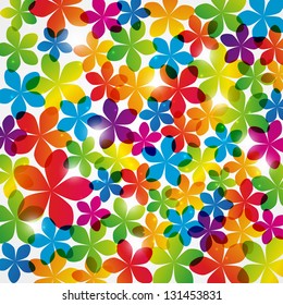 Rainbow floral background with lights