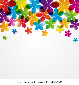 Rainbow floral background with place for text