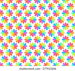 Rainbow Floral Geometric Seamless Pattern. Vector