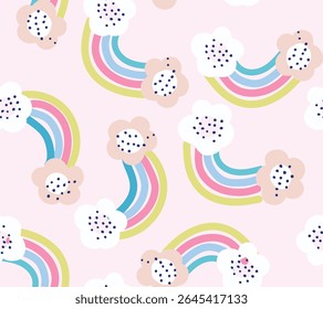 Rainbow with floral pattern, multi color rainbow for wrapping, clothing, textile print,wallpaper etc.