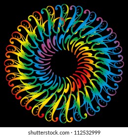 Rainbow floral retro