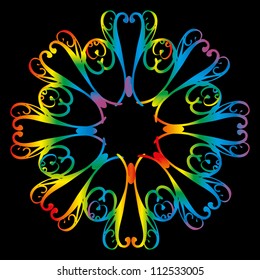Rainbow floral retro