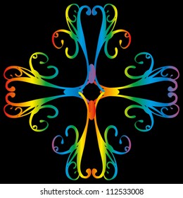 Rainbow floral retro