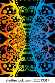 Rainbow floral retro