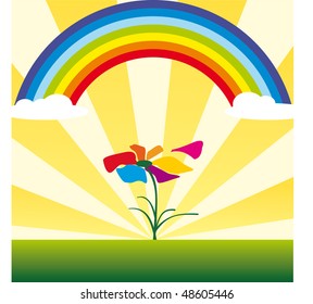 rainbow and flower