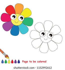 Rainbow flower to be colored, the coloring book for preschool kids with easy educational gaming level.