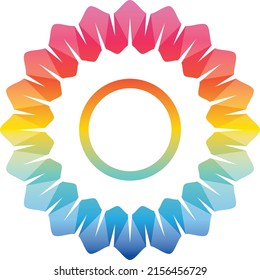 Rainbow flower circle. Abstract design art like flower or luxury things.