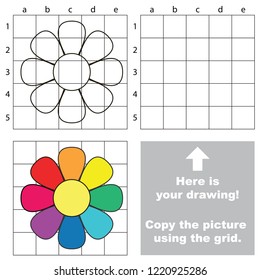 Rainbow flower, the educational game with simple game level. Copy the picture.