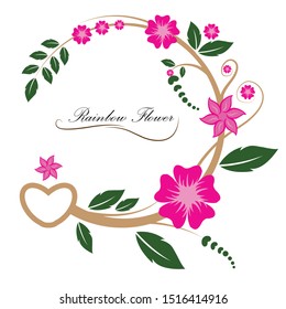 Rainbow Flower Frame Design Vektor