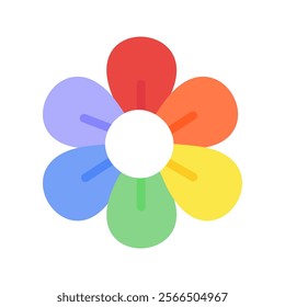 Rainbow flower. Lgbt, diversity, pride month concepts. Flat decorative vector design isolated illustration.