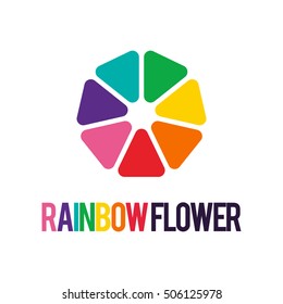RAINBOW FLOWER LOGO ICON TEMPLATE