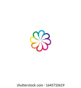 Rainbow flower logo vector icon design