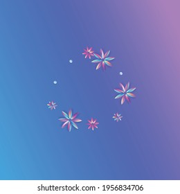 Fondo azul del partido de las flores del arcoiris. Folleto de color Petal. Plantilla líquida azul y rosa. Patrón Gráfico Hibiscus Claro.