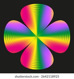 Rainbow flower pattern. Vector gradient petals. Multicolor radial design. Spectrum color wheel.