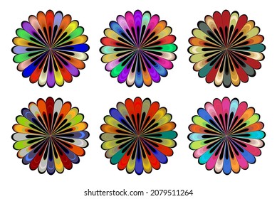 Rainbow Flower Set of 6