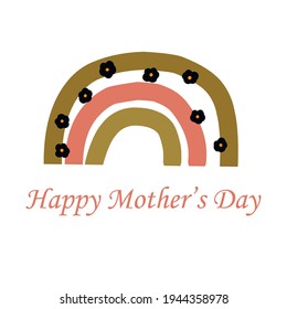 Rainbow with flowers happy mothers day illustration post card
