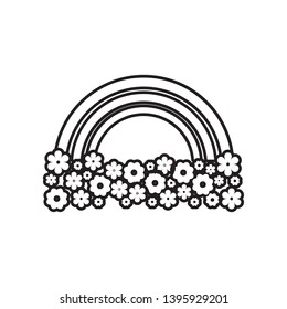 rainbow and flowers icon. Element of Landscape for mobile concept and web apps icon. Outline, thin line icon for website design and development, app development