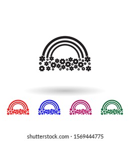 Rainbow and flowers multi color icon. Simple glyph, flat vector of landscape icons for ui and ux, website or mobile application