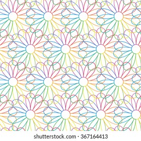 Rainbow flowers seamless pattern.