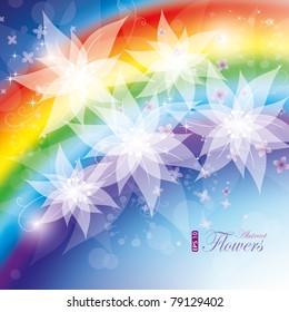 Rainbow flowers, vector illustration, contain gradient mesh, eps-10