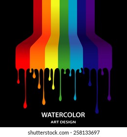 rainbow from the flowing-down paints in style grunge