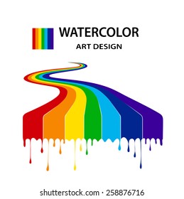 rainbow from the flowing-down paints in style grunge.art design
